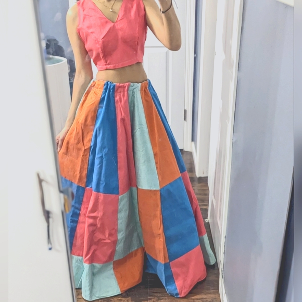 Beautiful colorblock lehenga and blouse set